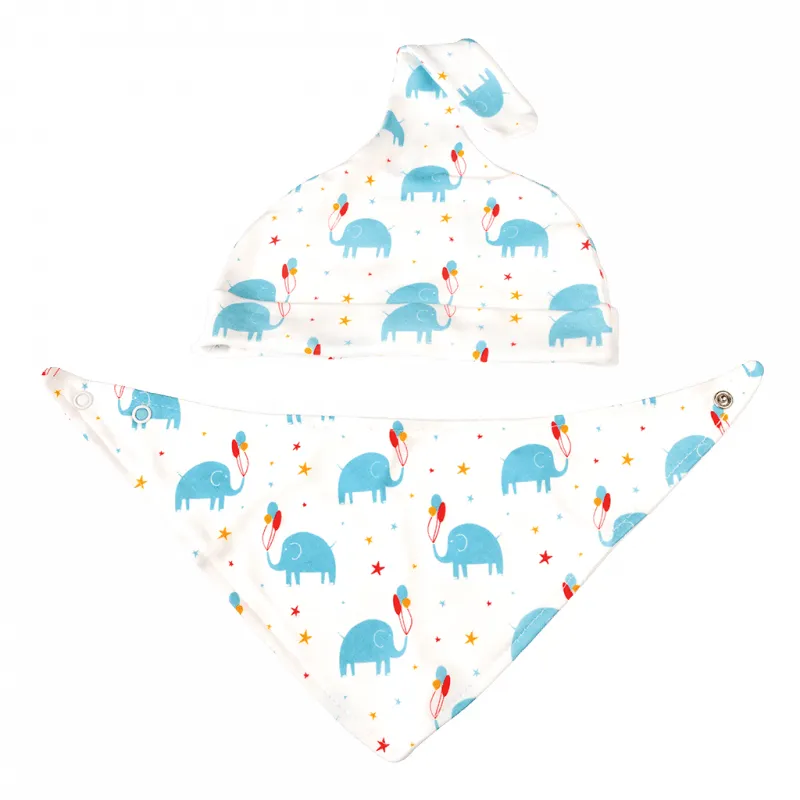 "Elephant Party" Baby Hat and Bib Set - REX-28892 - Rex London - Placemats & Bibs - Le Nuage de Charlotte