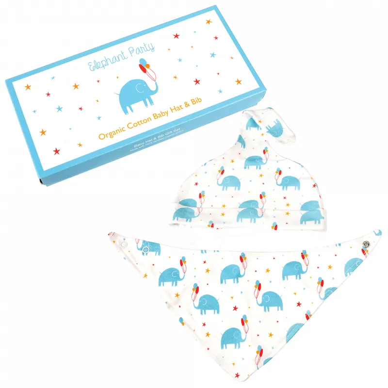 "Elephant Party" Baby Hat and Bib Set - REX-28892 - Rex London - Placemats & Bibs - Le Nuage de Charlotte