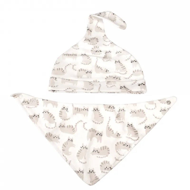 "Kitty Cats" Baby Hat and Bib Set - REX-28887 - Rex London - Placemats & Bibs - Le Nuage de Charlotte