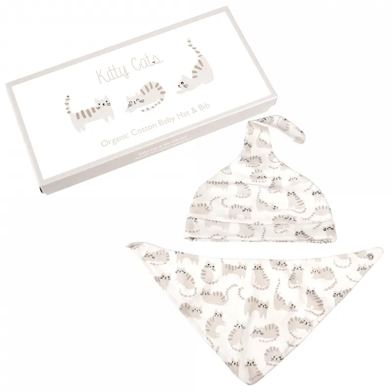 "Kitty Cats" Baby Hat and Bib Set - REX-28887 - Rex London - Placemats & Bibs - Le Nuage de Charlotte