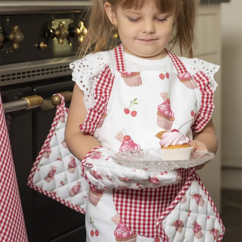 Tablier de cuisine - Rouge rose cupcakes - CLEE-CUP41K - Clayre & Eef - Cuisiner comme un grand - Le Nuage de Charlotte