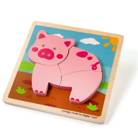 Puzzle en bois - Cochon - BIG-34053 - Bigjigs - Puzzles en bois - Le Nuage de Charlotte