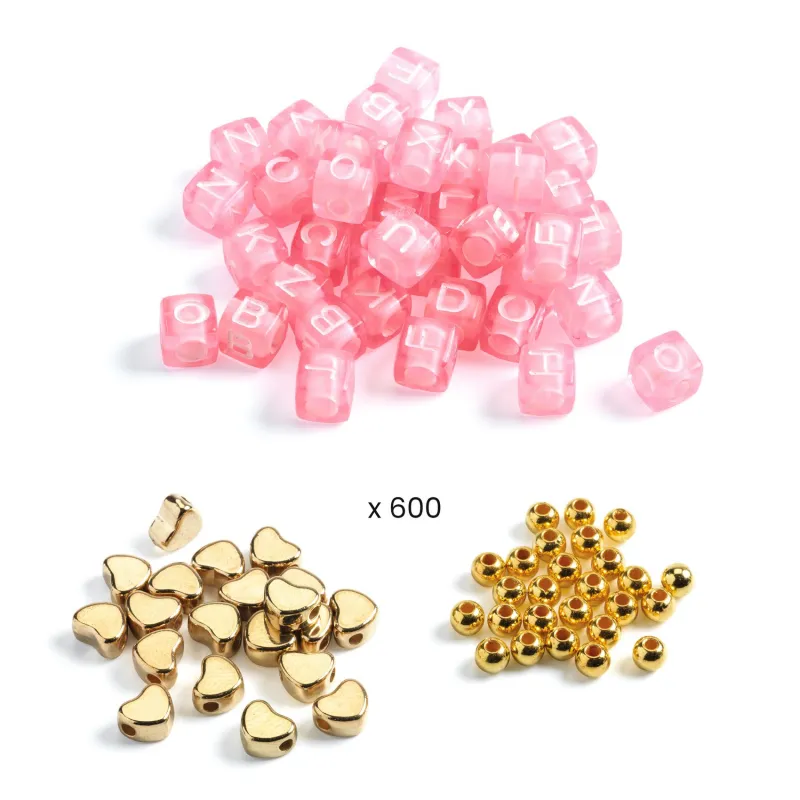 Oh! Les Perles - Alphabet beads, Gold - DJE-DJ00031 - Djeco - Stringing beads - Le Nuage de Charlotte