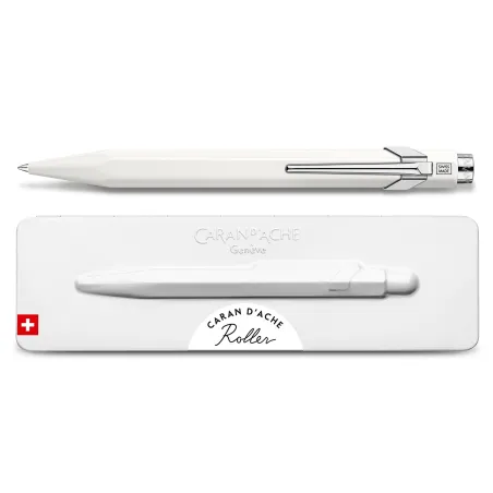 Caran d'Ache - 849 White Rollerball Pen with Pouch - CARA-0846.502 - Caran d'Ache - Pens, pencils, ... - Le Nuage de Charlotte