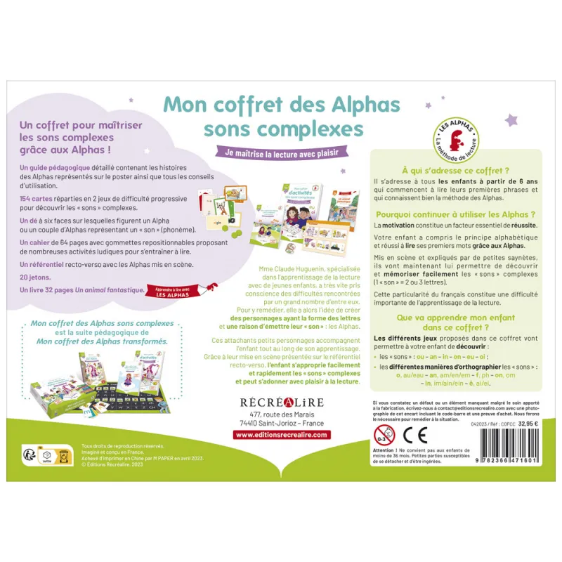 Mon coffret des Alphas sons complexes - Savoir lire en toute autonomie - RECR-9782366471601 - Editions Récréalire - Learn whi...