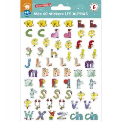 Planche de 60 stickers repositionnables Les Alphas - 60 autocollants 3D - RAL-9782366471489 - Editions Récréalire - Learn whi...