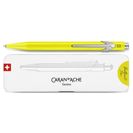 Caran d'Ache - 849 POPLINE Neon Yellow Ballpoint Pen with Case - CARA-0849.970 - Caran d'Ache - Pens, pencils, ... - Le Nuage...