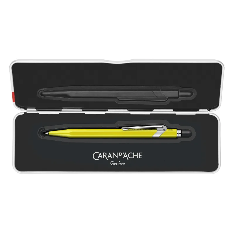 Caran d'Ache - 849 POPLINE Neon Yellow Ballpoint Pen with Case - CARA-0849.970 - Caran d'Ache - Pens, pencils, ... - Le Nuage...