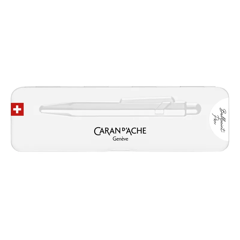 Caran d'Ache - Stylo Bille 849 POPLINE Blanc avec Étui - CARA-0849.555 - Caran d'Ache - Stylos, crayons, ... - Le Nuage de Ch...