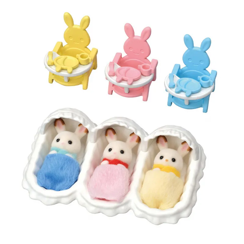 Sylvanian Families - Les triplés lapin chocolat et accessoires puériculture - EPO-L5532 - Epoch - Sylvanian Families - Le Nua...