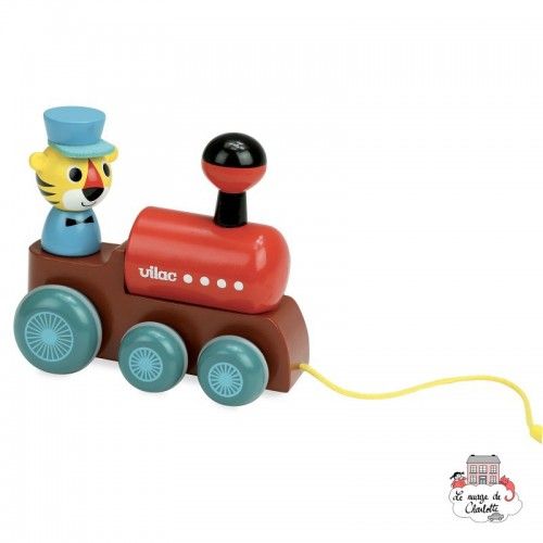 Train pull toy with a whistle - VIL-7715 - Vilac - Pull Along Toys - Le Nuage de Charlotte