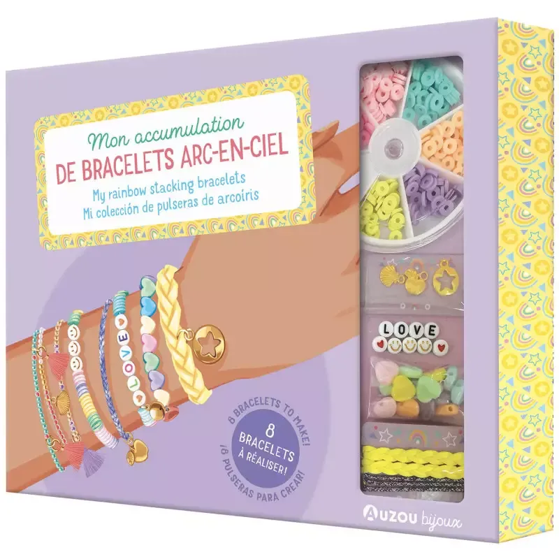 Mon accumulation de bracelets arc-en-ciel - AUZ-9791039512015 - Editions Auzou - Kit bijoux - Le Nuage de Charlotte