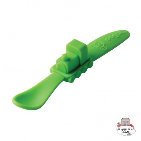 Silicone Baby Spoon "Train" green - OOGS841 - Oogaa - Plates and Bowls - Le Nuage de Charlotte