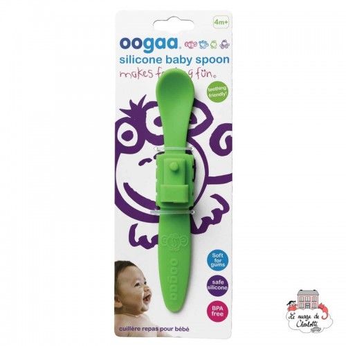 Silicone Baby Spoon "Train" green - OOGS841 - Oogaa - Plates and Bowls - Le Nuage de Charlotte