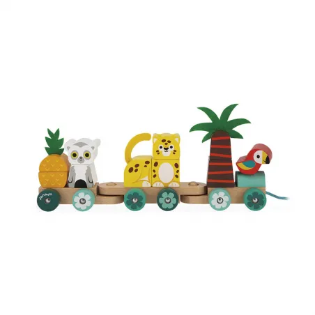 Tropik - Pull-Along Tropical Train - JAN-J08264 - Janod - Pull Along Toys - Le Nuage de Charlotte