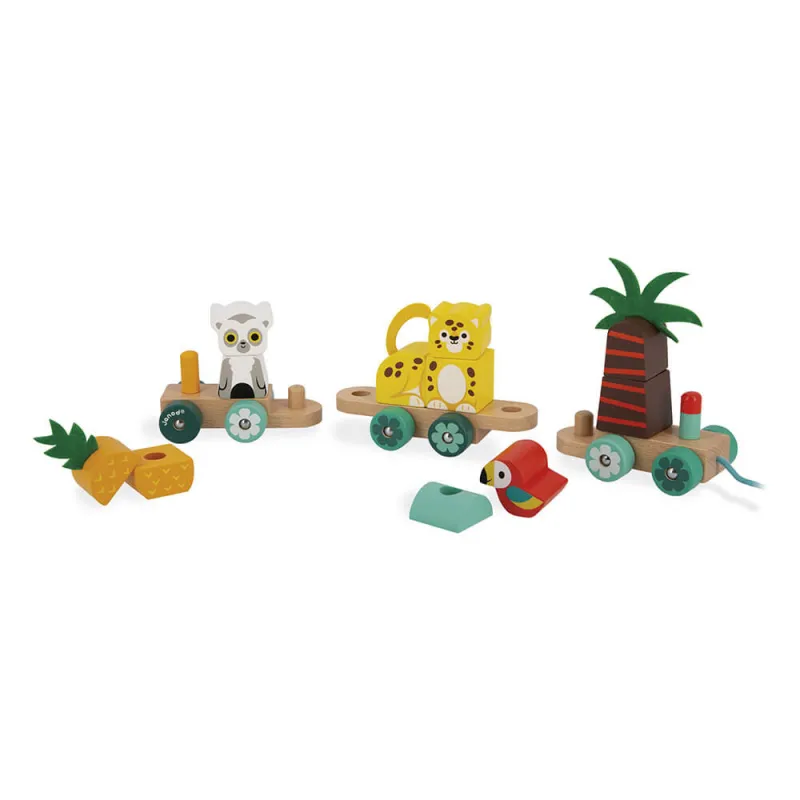 Tropik - Pull-Along Tropical Train - JAN-J08264 - Janod - Pull Along Toys - Le Nuage de Charlotte