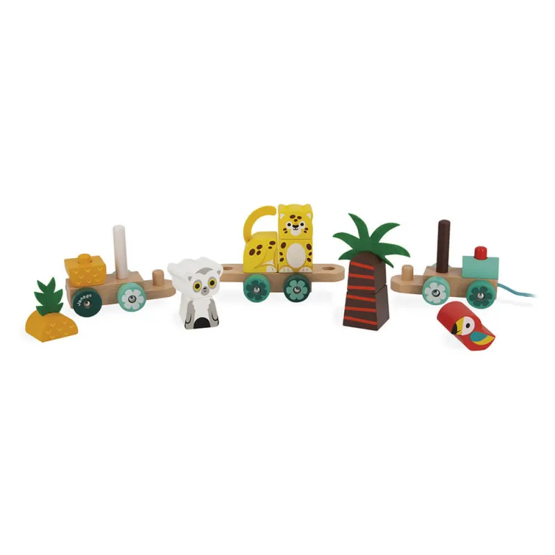 Tropik - Pull-Along Tropical Train - JAN-J08264 - Janod - Pull Along Toys - Le Nuage de Charlotte