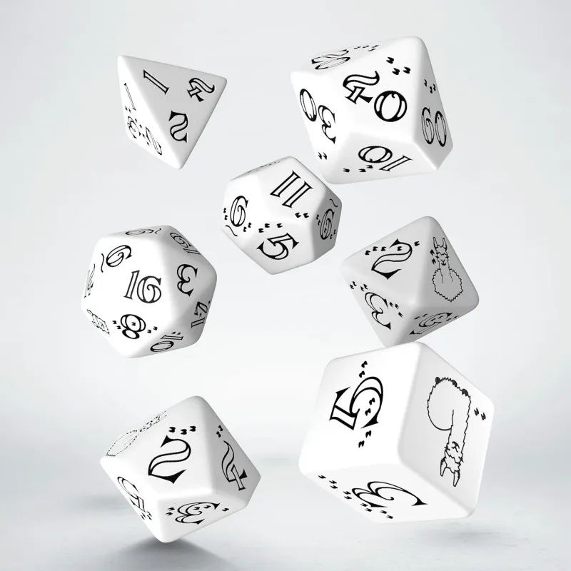 Bright Llama Dice Set - White & black [7 dices] - QWO-SLLA02 - Q Workshop - Dices, bags and other accessories - Le Nuage de C...