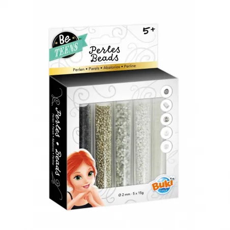 Be Teens - Silver and White Bead Tubes - BUK-PE006 - Buki - Creative boxes - Le Nuage de Charlotte