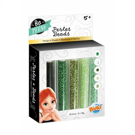 Be Teens - Green bead tubes - BUK-PE005 - Buki - Creative boxes - Le Nuage de Charlotte