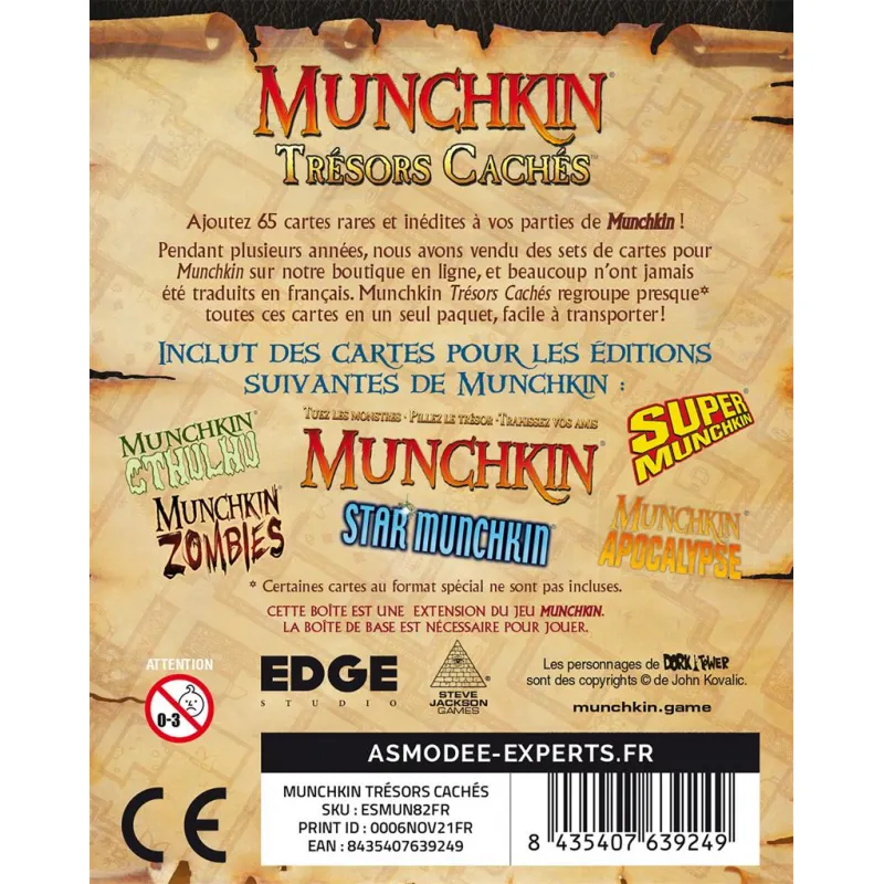 Munchkin - Trésors Cachés (Extension) - EDG-ESMUN82FR - Edge - Board Games - Le Nuage de Charlotte