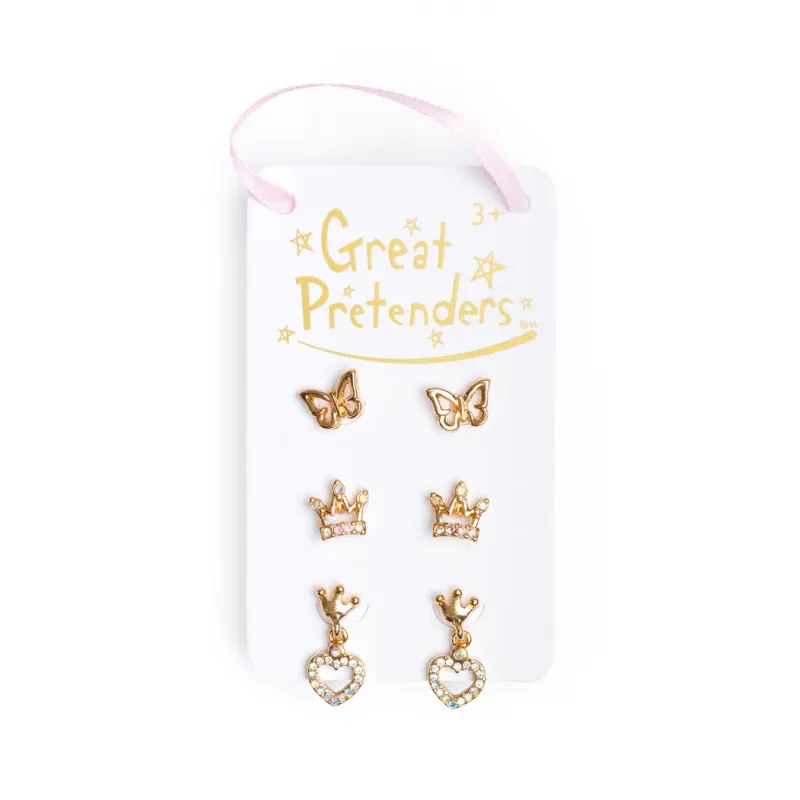 Boucles d'oreilles Boutique Royal Crown Studded, 3 paires - GPR-90607 - Great Pretenders - Bijoux - Le Nuage de Charlotte