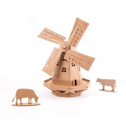 Moulin à vent (naturel) - LEO-L02012-N - Leolandia - Maquettes en carton - Le Nuage de Charlotte