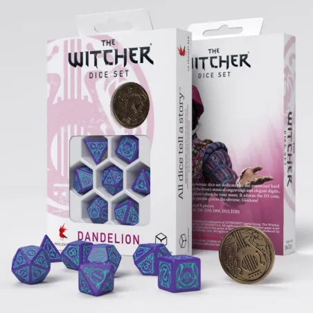 Set de dés The Witcher - Dandelion - Half a Century of Poetry [7 dés] - QWO-SWDA03 - Q Workshop - Dés, sacs et autres accesso...