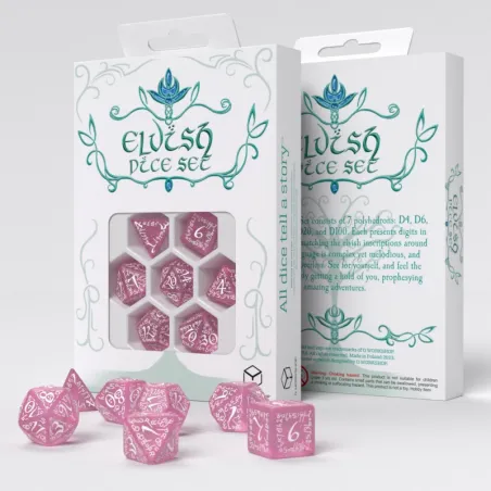 Elvish Shimmering pink & White Dice Set - QWO-SELV11 - Q Workshop - Dices, bags and other accessories - Le Nuage de Charlotte