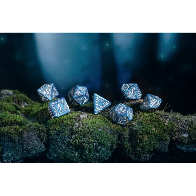 Elvish Cobalt & Silver Dice Set - QWO-SELV10 - Q Workshop - Dices, bags and other accessories - Le Nuage de Charlotte