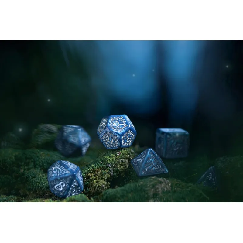 Elvish Cobalt & Silver Dice Set - QWO-SELV10 - Q Workshop - Dices, bags and other accessories - Le Nuage de Charlotte