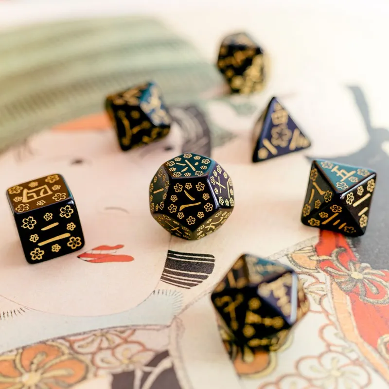 Japanese Dice Set: Deep Night Firefly - QWO-SKAN03 - Q Workshop - Dices, bags and other accessories - Le Nuage de Charlotte