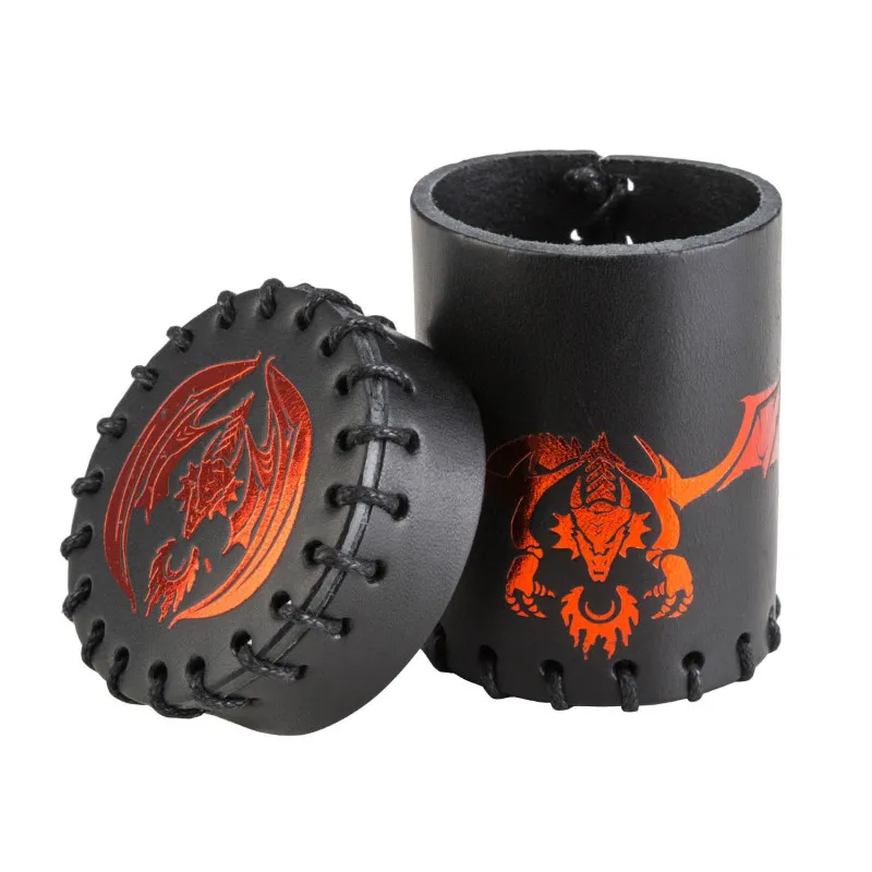 Flying Dragon Black & red Leather Dice Cup - QWO-CFDR101 - Q Workshop - Dices, bags and other accessories - Le Nuage de Charl...