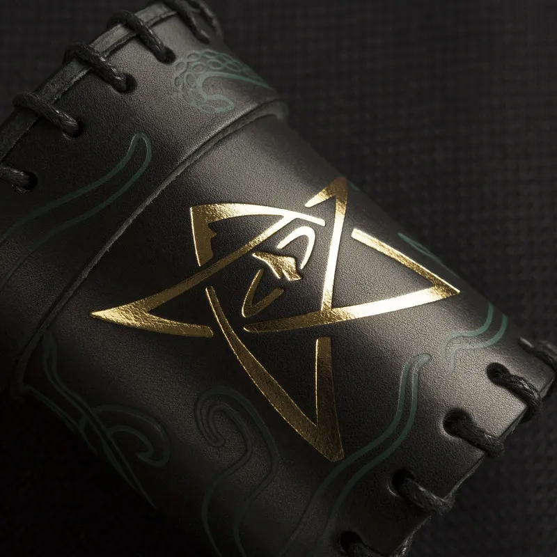 Call of Cthulhu Black & green-golden Leather Dice Cup - QWO-CCTH101 - Q Workshop - Dices, bags and other accessories - Le Nua...