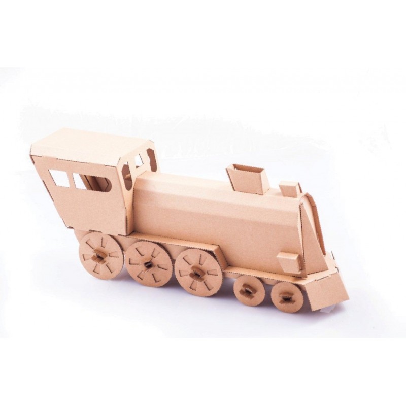 Locomotive + 2 passengers cars (natural) - LEO-L03021 - Leolandia - Maquettes en carton - Le Nuage de Charlotte