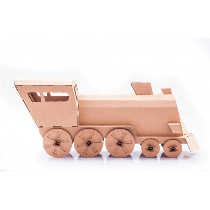 Locomotive + 2 passengers cars (natural) - LEO-L03021 - Leolandia - Maquettes en carton - Le Nuage de Charlotte