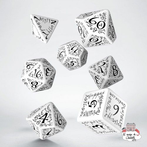 Elvish Dice Set - White & black [7 dices] - QWO-SELV02 - Q Workshop - Dices, bags and other accessories - Le Nuage de Charlotte