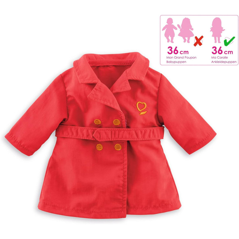 Red trench coat for "ma Corolle" doll