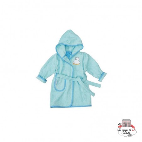 Bathrobe (T86/92) - Pompon turquoise - BBJ-pbpom - bébé-jou - Bath linen - Le Nuage de Charlotte