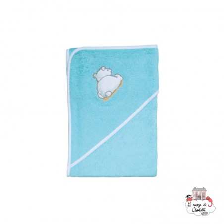 Bathing cape - Pompon turquoise - BBJ-cbpom - bébé-jou - Bath linen - Le Nuage de Charlotte