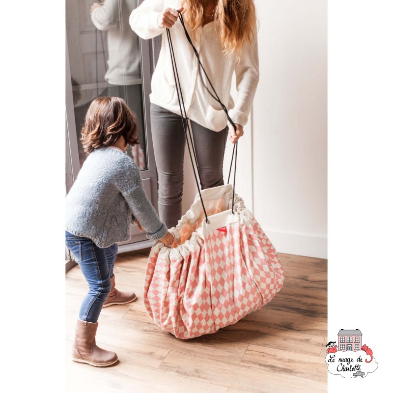 Sac de rangement, tapis - Diamond -Rose- - PNG-DIAMOND-ROSE - play&go - Sacs play&go - Le Nuage de Charlotte