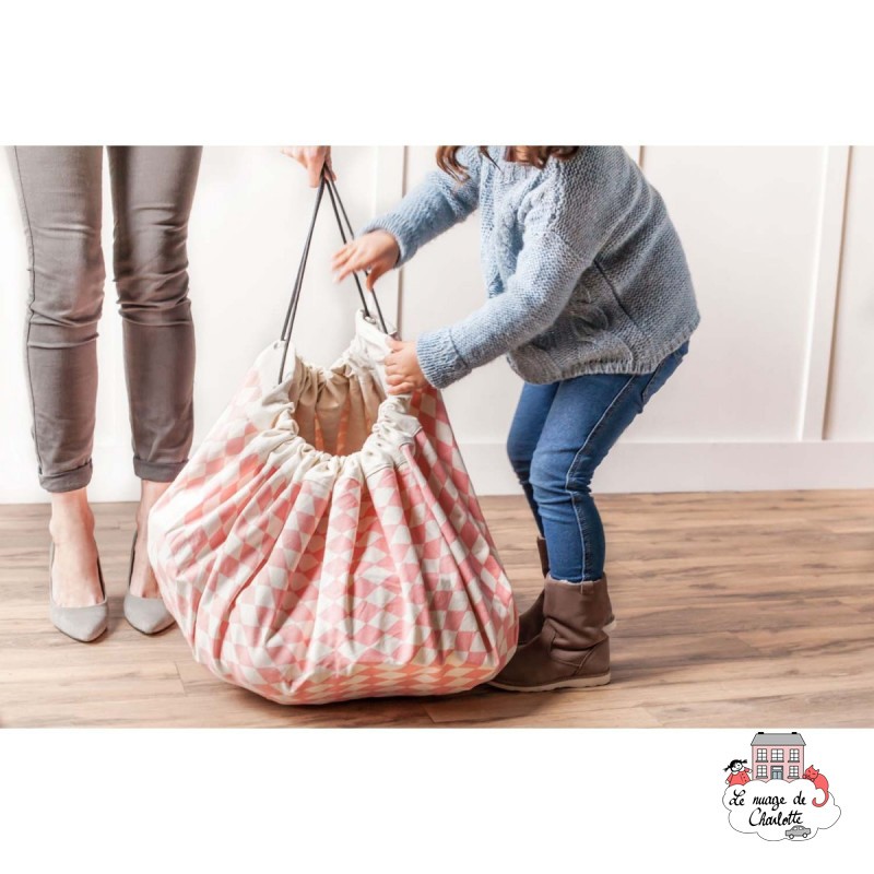 Sac de rangement, tapis - Diamond -Rose- - PNG-DIAMOND-ROSE - play&go - Sacs play&go - Le Nuage de Charlotte