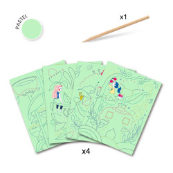 4 Cartes à gratter pastel - Jardin fabuleux