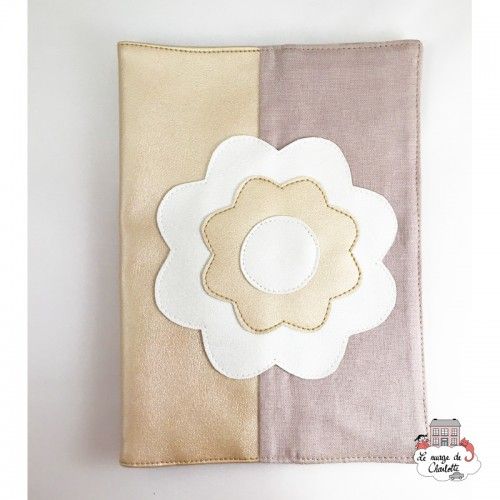 Mother Child Book Cover flower - beige - NEB-BNCfloBB - By Nébuline - Mother Child Book Covers - Le Nuage de Charlotte