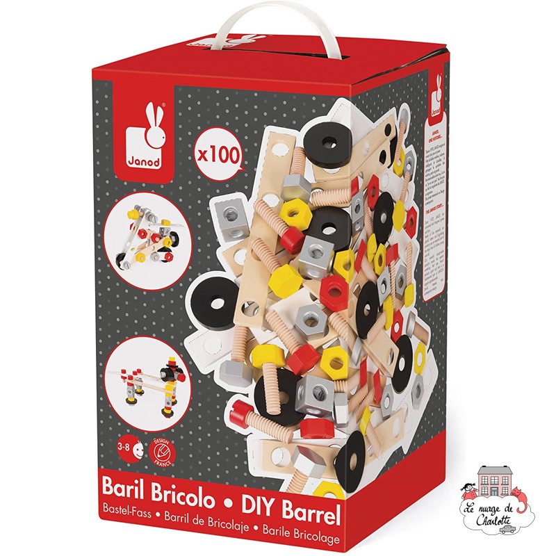 Redmaster DIY Barrel - 100 Pieces - JAN-J06486 - Janod - Wooden blocks and boards - Le Nuage de Charlotte