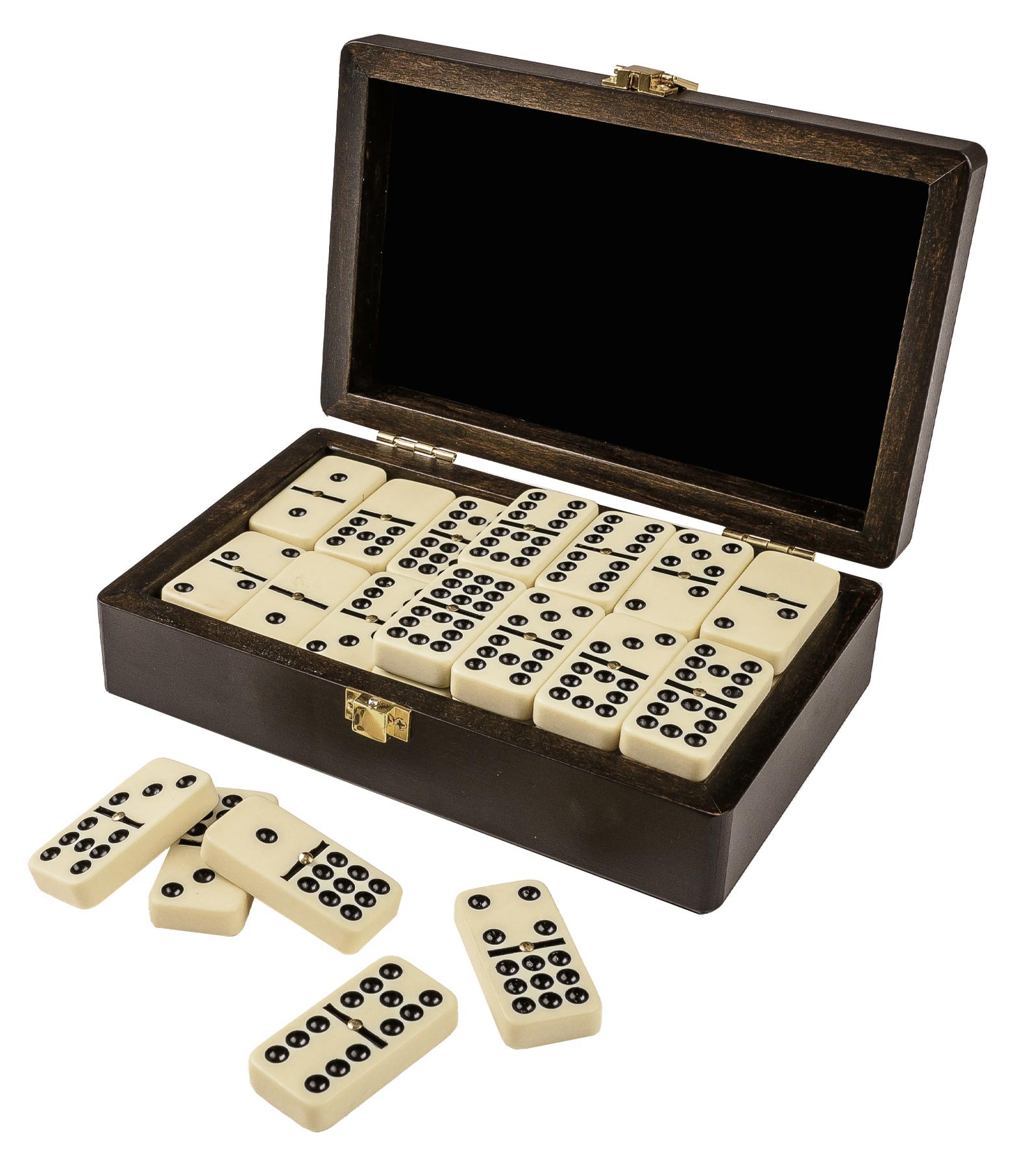 Acheter Domino, double 9, en boîte avec aspect noyer - Jeux de soci